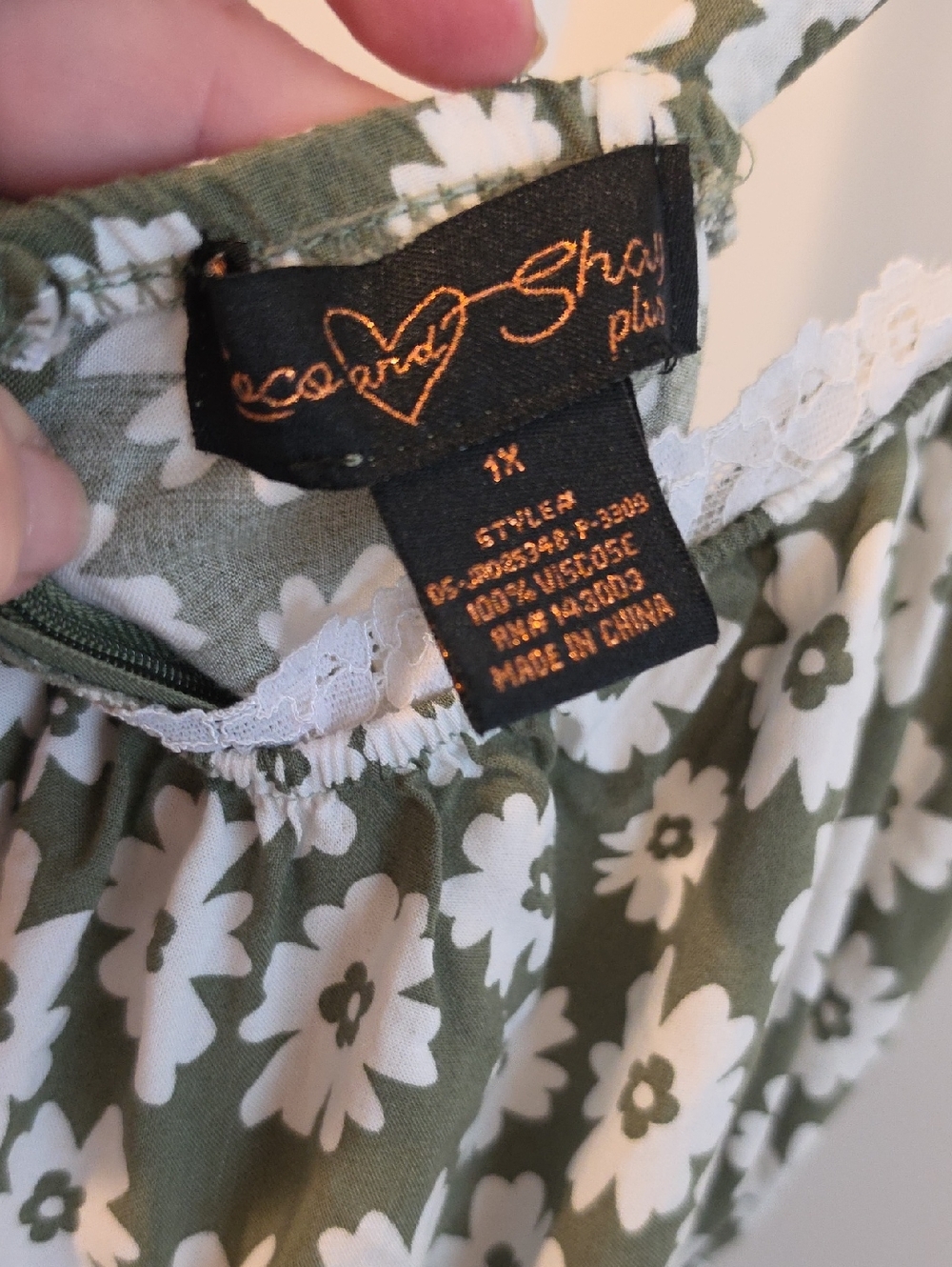 Coca And Shay floral sundress in olive green and white Size 1x